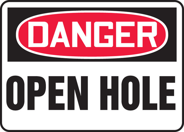 OSHA Danger Safety Sign: Open Hole Spanish 10" x 14" Plastic 1/Each - SHMCRT009VP