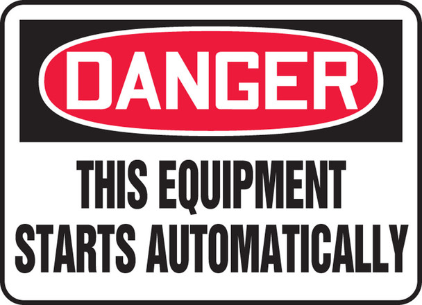 OSHA Danger Safety Sign - This Equipment Starts Automatically Spanish 14" x 20" Plastic 1/Each - SHMEQM090VP