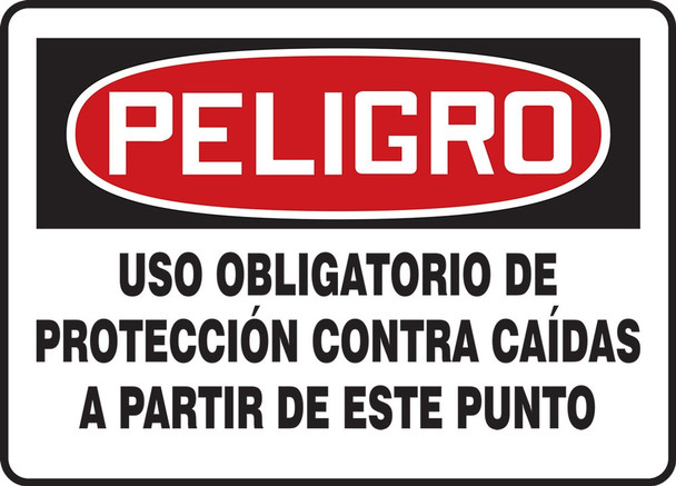 OSHA Danger Fall Protection Sign: Fall Protection Required Beyond This Point Spanish 18" x 24" Aluma-Lite 1/Each - SHMFPR162XL