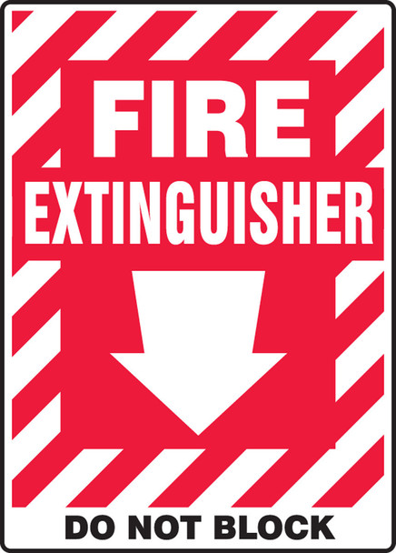 Safety Sign: Fire Extinguisher - Do Not Block (Arrow) Spanish 14" x 10" Aluminum 1/Each - SHMFXG558VA