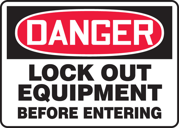OSHA Danger Safety Sign: Lock Out Equipment Before Entering Spanish 14" x 20" Dura-Plastic 1/Each - SHMLKT025XT