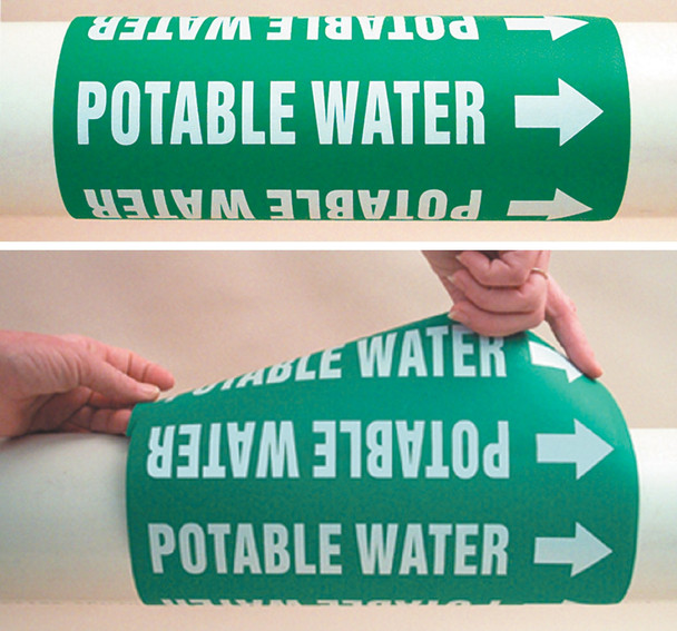 Spanish Pipe Marker: Agua Fría Spanish Self Stick - 1 1/2" to 2" O.D. 1/Each - SHRPK217SSB