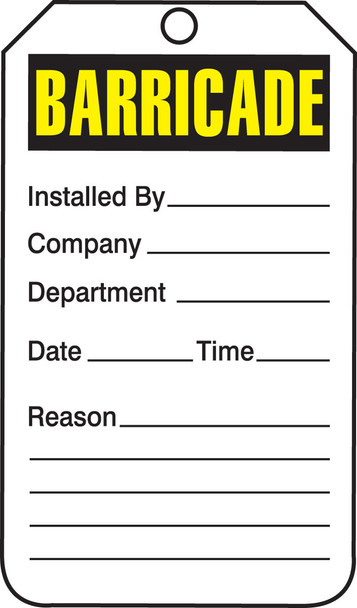 Barricade Status Safety Tag: Barricade PF-Cardstock / - TAB101CTP