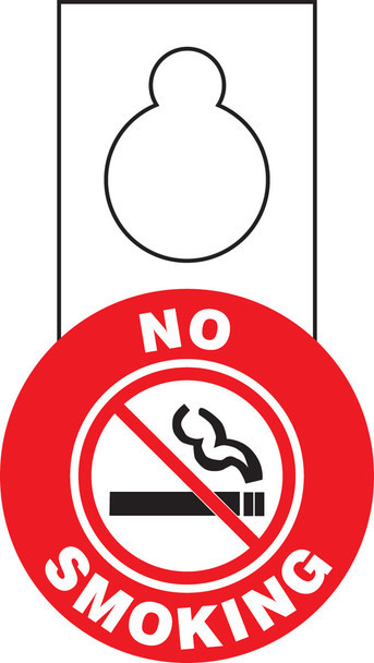 Shaped Door Knob Hanger Safety Tag: No Smoking 9" x 5" 10/Pack - TAD601