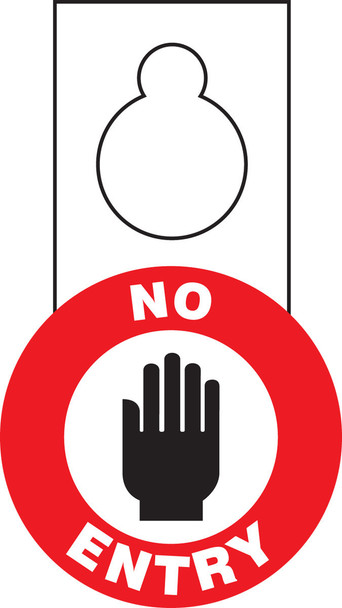 Shaped Door Knob Hanger Safety Tag: No Entry 9" x 5" 10/Pack - TAD604