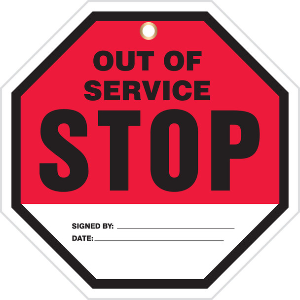 Octo-Tags Safety Tag: Stop - Out Of Service 8" x 8" PF-Cardstock / - TAP846CTP