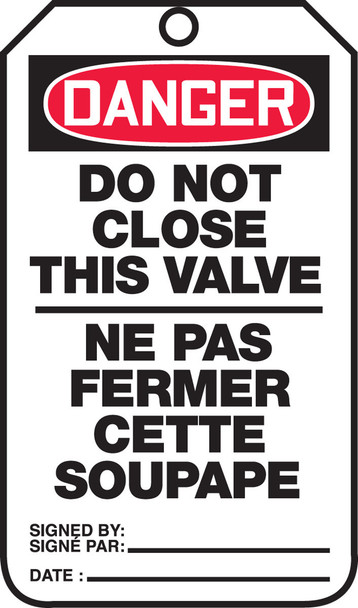 Danger Do Not Close This Valve - TCF135CTP