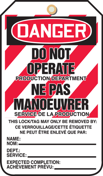 Danger Do Not Operate Production Department Ne Pas Manoeuvrer Service De La Production - TCF214LTP