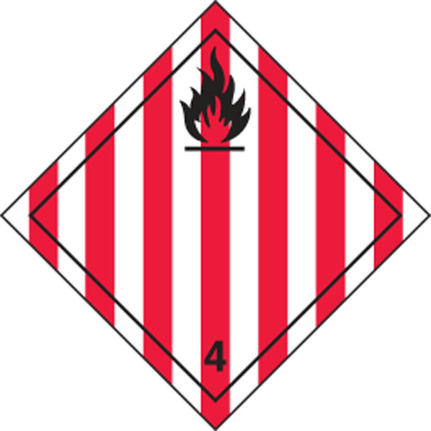 TDG Label  Class 4 100mm x 100mm (4" x 4") Adhesive Poly 500/Roll - TCL431EV5