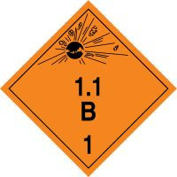 TDG Placard  Class 1 273mm x 273mm (10 3/4" x 10 3/4") Magnetic Vinyl 1/Each - TCP102MG1