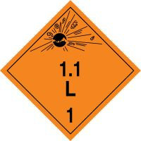 TDG Placard  Class 1 273mm x 273mm (10 3/4" x 10 3/4") PF-Cardstock 25/Pack - TCP109CT25