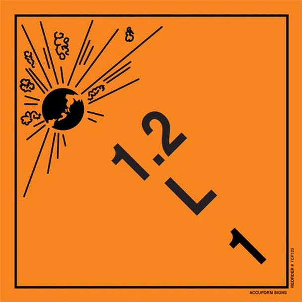 TDG Placard  Class 1 273mm x 273mm (10 3/4" x 10 3/4") Plastic 25/Pack - TCP129VP25