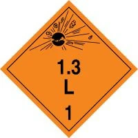 TDG Placard  Class 1 273mm x 273mm (10 3/4" x 10 3/4") PF-Cardstock 50/Pack - TCP138CT50