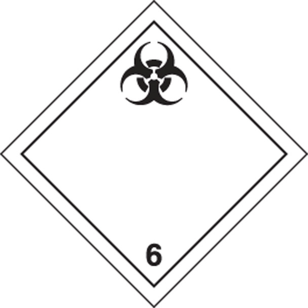 TDG Placard  Class 6 273mm x 273mm (10 3/4" x 10 3/4") PF-Cardstock 10/Pack - TCP636CT10