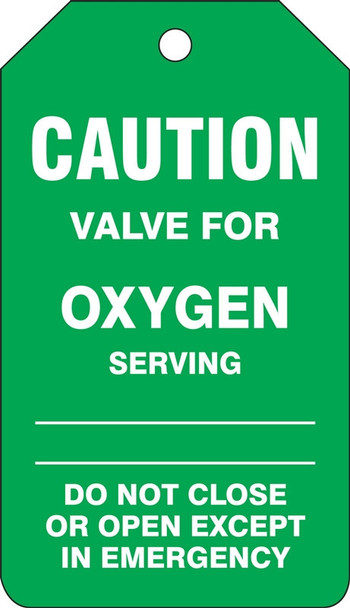 Caution Safety Tag: Valve For Oxygen PF-Cardstock 5/Pack - TDM660CTM