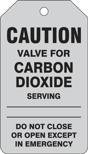 Caution Safety Tag: Valve For Carbon Dioxide RP-Plastic 25/Pack - TDM670PTP