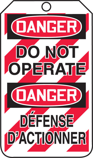 Danger Do Not Operate (Lock Out Tag) (English/French) 5 7/8" x 3 1/8" - TMF212CTM