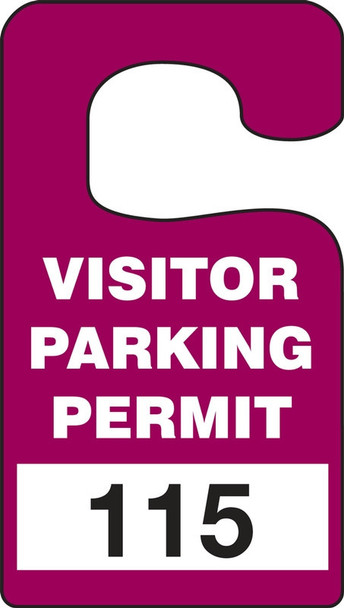 VERTICAL HANGING TAGS: VISITOR PARKING PERMIT Blue Series: 001-099 4 7/8" x 2 3/4" 99/Pack - TNT253BUA