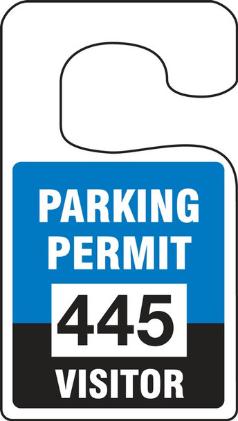 VERTICAL HANGING TAGS: PARKING PERMIT VISITOR Teal Series: 300-399 4 7/8" x 2 3/4" 100/Pack - TNT270TLD