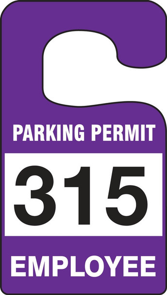VERTICAL HANGING TAGS: PARKING PERMIT EMPLOYEE Black Series: 900-999 4 7/8" x 2 3/4" 100/Pack - TNT276BKK