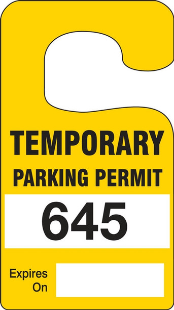 Vertical Hanging Parking Permit: Temporary Parking Permit Purple Series: 001-099 4 7/8" x 2 3/4" 99/Pack - TNT296PRA