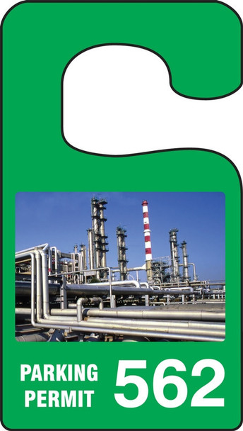 VERTICAL HANGING TAGS: PARKING PERMIT - FACTORY Green Series: 200-299 4 7/8" x 2 3/4" 100/Pack - TNT936GNC