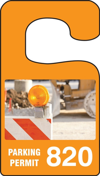 VERTICAL HANGING TAGS: PARKING PERMIT - CONSTRUCTION Red Series: 800-899 4 7/8" x 2 3/4" 100/Pack - TNT942RDJ