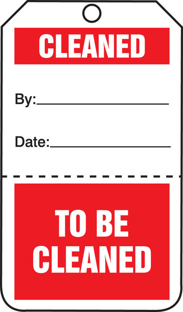 Safety Tag: Cleaned/To Be Cleaned - Perforated RP-Plastic 5/Pack - TPP107PTM