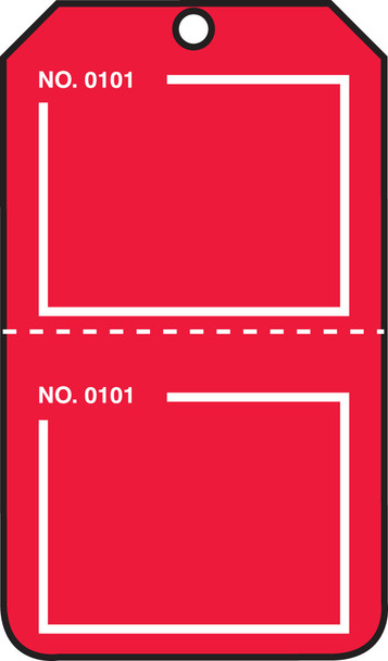 Safety Tag: Blank Numbered Tags - Perforated Red PF-Cardstock 5/Pack - TPP223CTM