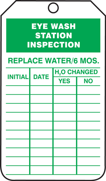 Jumbo Inspection Status Safety Tag: Eye Wash Station Inspection 8 1/2" x 3 7/8" RP-Plastic / - TRS330PTM