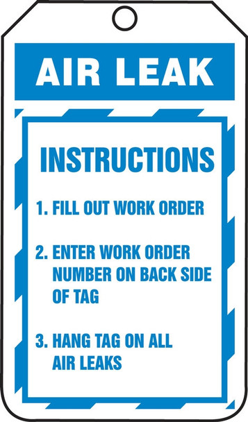 Jumbo Record Status Safety Tag: Air Leak Instructions 8 1/2" x 3 7/8" RP-Plastic 5/Pack - TRS341PTM