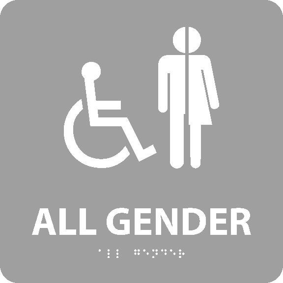 All Gender/Handicapped Braille Ada Sign (W/Handicap Symbol) - Gray - 8X8 - ADA22GR