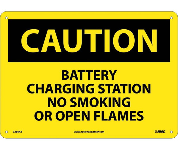 Caution: Battery Charging Station No Smoking - 10X14 - .040 Alum - C386AB
