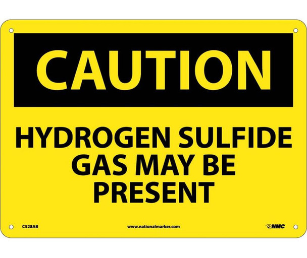 Caution: Hydrogen Sulfide Gas May Be Present - 10X14 - .040 Alum - C528AB