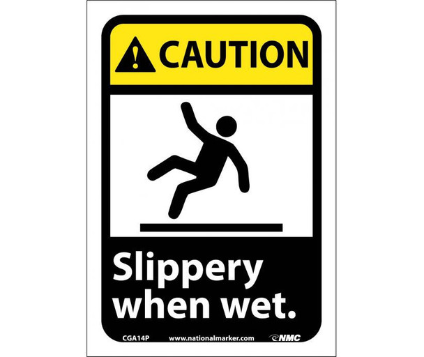 Caution: Slippery When Wet (W/Graphic) - 10X7 - PS Vinyl - CGA14P