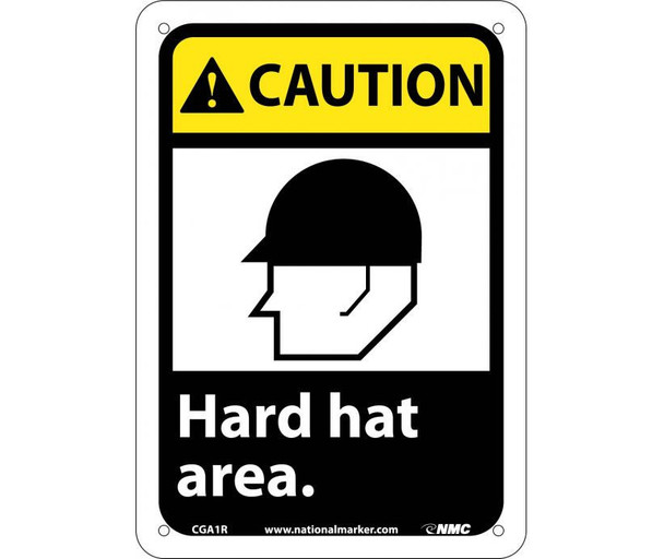 Caution: Hard Hat Area (W/Graphic) - 10X7 - Rigid Plastic - CGA1R