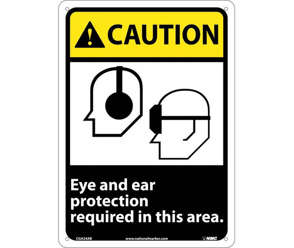 Caution: Eye And Ear Protection Required In This Area - 14X10 - .040 Alum - CGA24AB