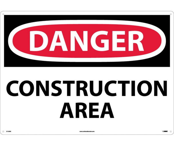 Danger: Construction Area - 20X28 - Rigid Plastic - D132RD