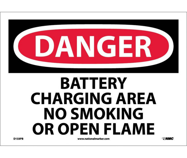 Danger: Battery Charging Area No Smoking Or Open - 10X14 - PS Vinyl - D133PB
