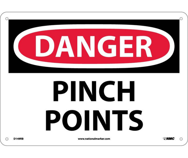 Danger: Pinch Points - 10X14 - Rigid Plastic - D149RB