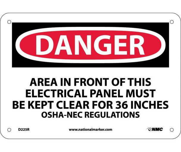 Danger: Area In Front Of This Electrical Panel - 7X10 - Rigid Plastic - D225R