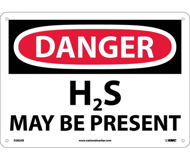 Danger: H2S May Be Present - 10X14 - .040 Alum - D282AB