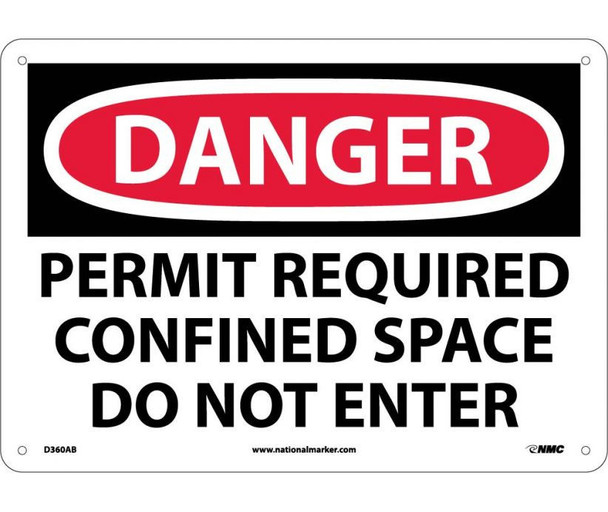 Danger: Permit Required Confined Space Do Not Enter - 10X14 - .040 Alum - D360AB
