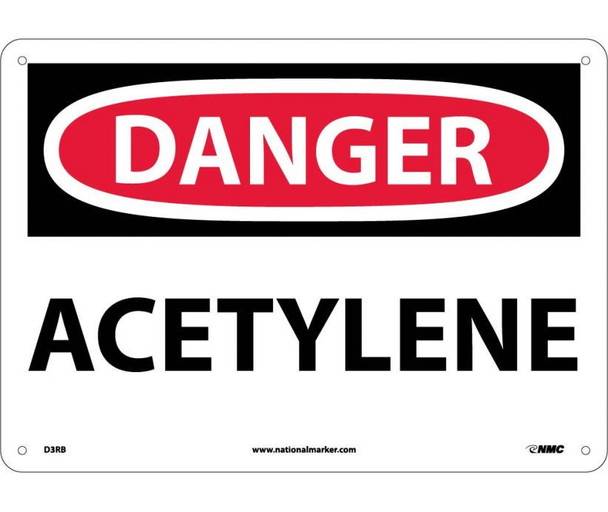 Danger: Acetylene - 10X14 - Rigid Plastic - D3RB