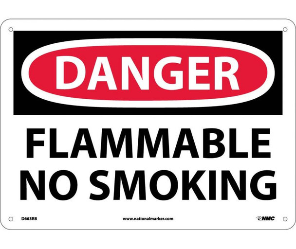 Danger: Flammable No Smoking - 10X14 - Rigid Plastic - D663RB