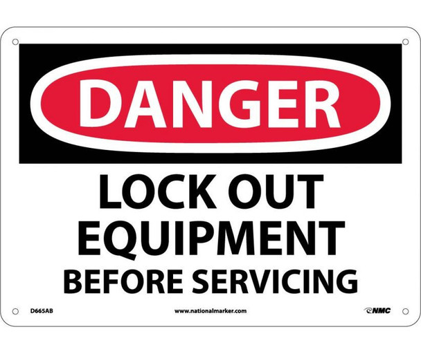 Danger: Lock Out Equipment Before Servicing - 10X14 - .040 Alum - D665AB