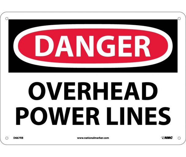 Danger: Overhead Power Lines - 10X14 - Rigid Plastic - D667RB
