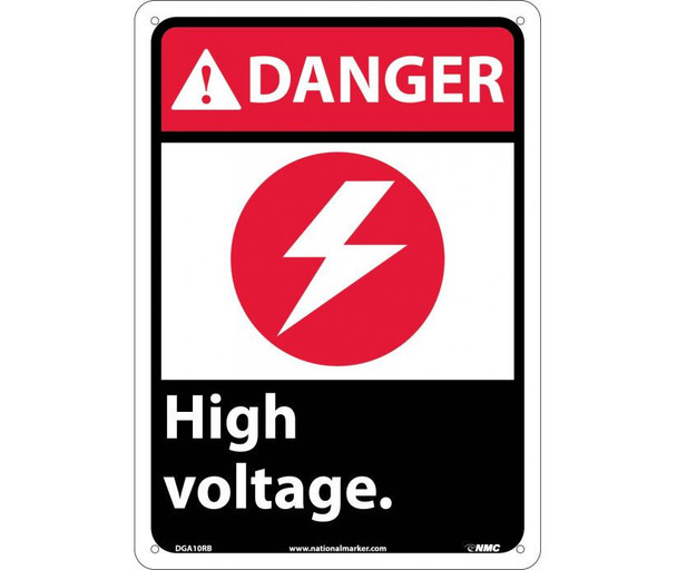 Danger: High Voltage (W/Graphic) - 14X10 - Rigid Plastic - DGA10RB