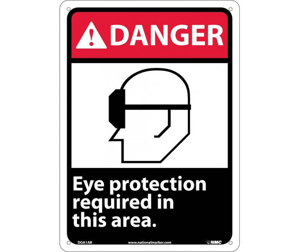 Danger: Eye Protection Required In This Area (W/Graphic) - 14X10 - .040 Alum - DGA1AB