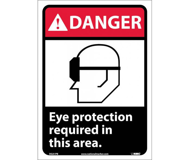Danger: Eye Protection Required In This Area (W/Graphic) - 14X10 - PS Vinyl - DGA1PB